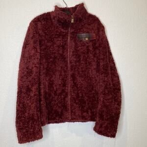 Pendleton Burgundy Sherpa Fleece Zipper Jacket EUC Sz Lg Acrylic Wool Comfy